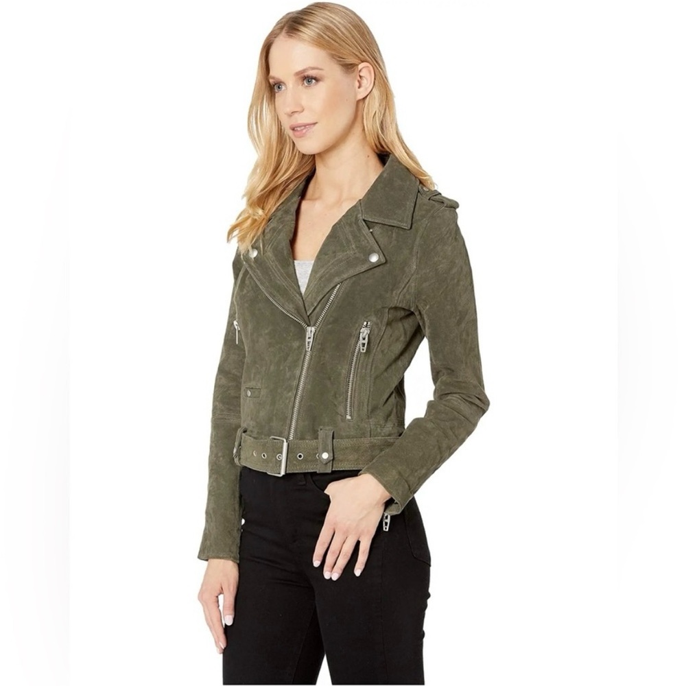 Blank NYC Women’s Suede Moto Jacket in Herb Size: M